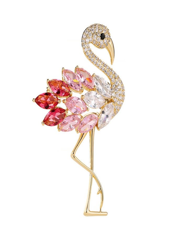 FORUBUS Elegant Pink Flamingo Brooch Pin for Women Crystal Rhinestone Animal Lapel Pin Fashion Jewelry Accessory - Image 1